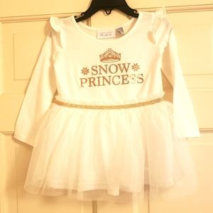NWOT Children's Place white dress with tulle over skirt, 18-24M